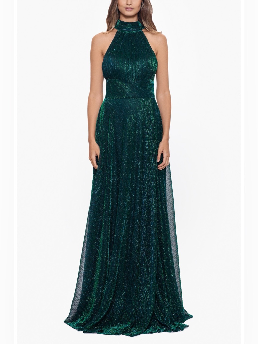 Betsy & Adam Teal Green Halter Maxi Gown NWT